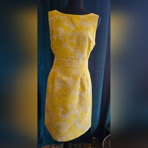 😍 TAHARI GORGEOUS SZ 10 YELLOW SHEATH COCKTAIL DRESS 😍